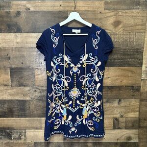 Skies Are Blue Theresa Embroidered Black Silhouette Flirty Dress XS